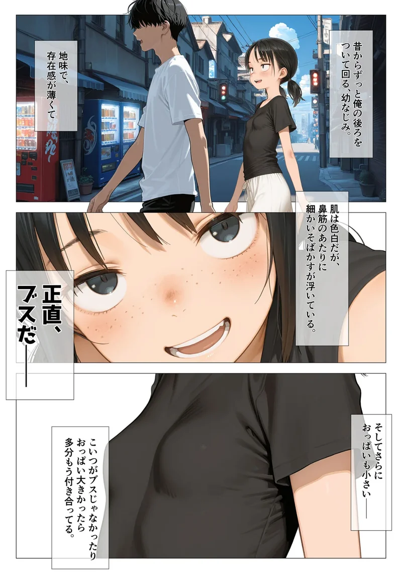 ちいぶす-おっぱい小さくてブスだけどいつでもヤレる幼馴染- モザイク版 サンプル2ページ