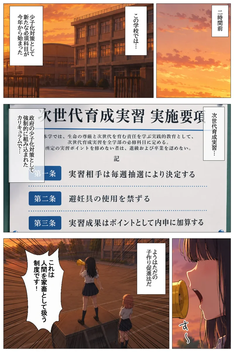 子作り必須の異常な学園で反対派だった女子がメス堕ちする話（単話）【棒消し修正版】（単話） サンプル2ページ
