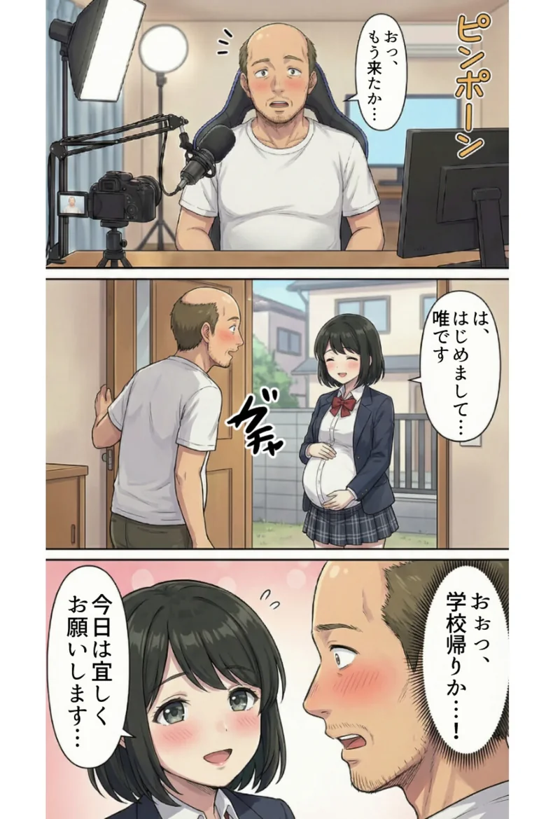 ボテ腹妊婦ハーレム〜4人の妊婦を食い散らかす中年おじさん〜（単話）【棒消し修正版】（単話） サンプル2ページ